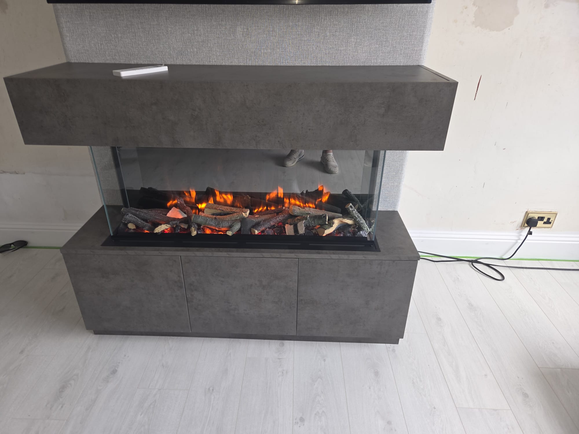 The Alba — Compact Living Room Solution — bespoke media wall installation in Falkirk by West Lothian Feature Walls