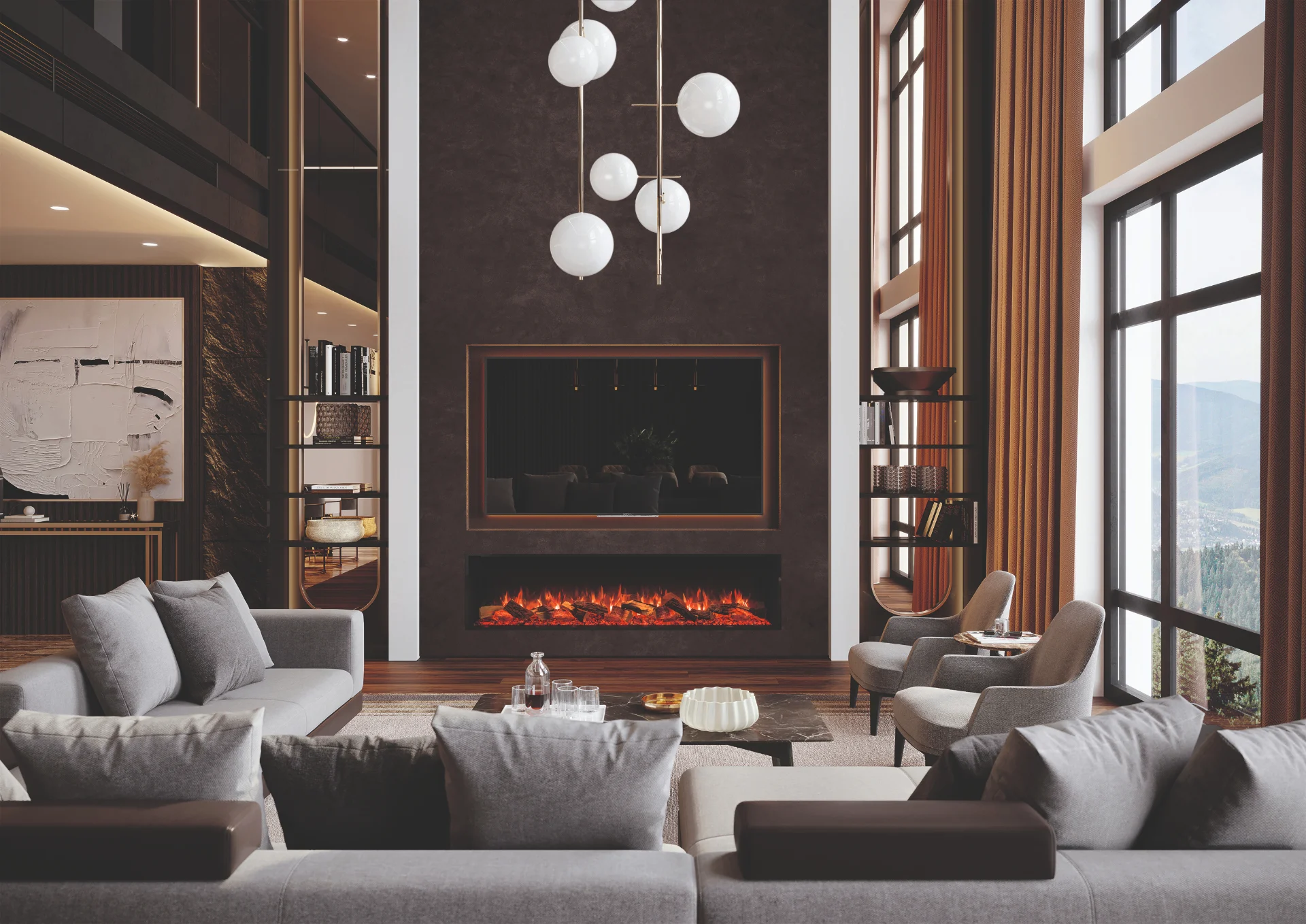 Avanti 190RW electric fireplace for bespoke media walls — supplied and installed across Scotland by West Lothian Feature Walls