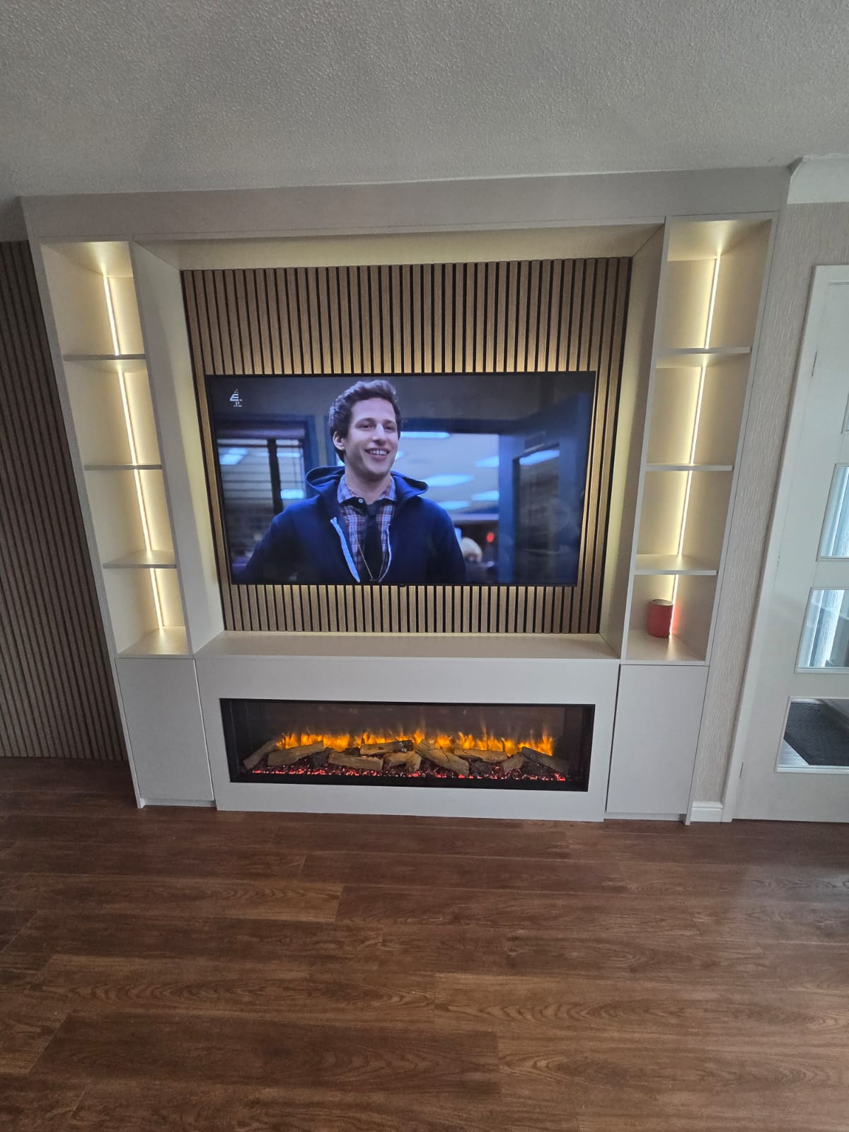 The Caledonia — Premium Corner Installation — bespoke media wall installation in Stirling by West Lothian Feature Walls